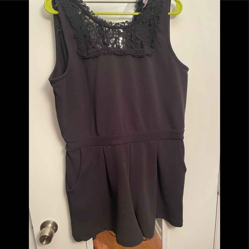 Xhilaration Dressy Lace Yoke Black Romper Size XXL